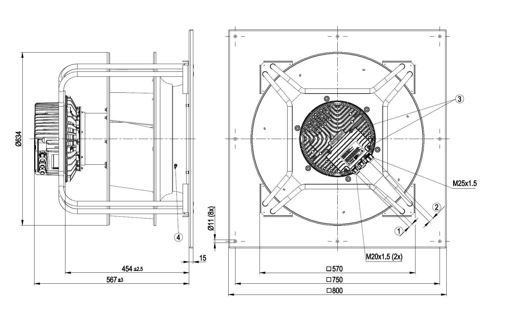 Центробежный (радиальный) вентилятор ebmpapst K3G560AQ0868