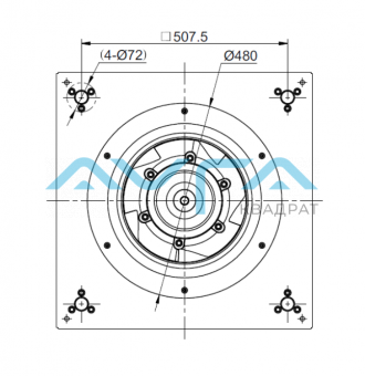 Центробежный ЕС-вентилятор с монтажной пластиной и креплением "паук", со штуцером отбора давления Sanmu ECF(K)10D450-PLHDAL0Y-RF