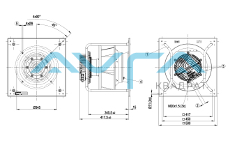 K3G355-PI93-02 Центробежный (радиальный) вентилятор ebmpapst