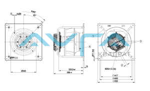 K3G355-PH49-02 Центробежный (радиальный) ЕС-вентилятор ebmpapst RadiPac