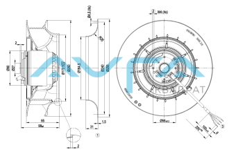 R2E250-RA50-15 Центробежный вентилятор ebmpapst (210/0,21кВт) 2500 об/мин