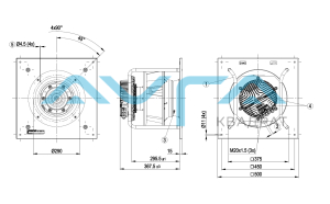 K3G310-PH38-02 Центробежный (радиальный) вентилятор ebmpapst