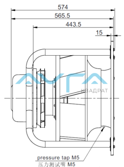 ECF(K)10D450-PLHDAL0Y-RF Центробежный ЕС-вентилятор Sanmu с монтажной пластиной и креплением "паук", со штуцером отбора давления