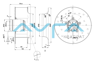 R2E310-AA01-09 Центробежный вентилятор ebmpapst (455/0,46 кВт) 2700 об/мин