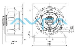 K3G500-RL96-01 Центробежный (радиальный) вентилятор ebmpapst