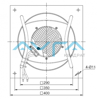 Центробежный ЕС-вентилятор с монтажной пластиной и креплением "паук", со штуцером отбора давления Sanmu ECF(K)6E280-PLHDAL3-PRF