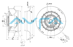 R2E250-RA50-15 Центробежный вентилятор ebmpapst (210/0,21кВт) 2500 об/мин