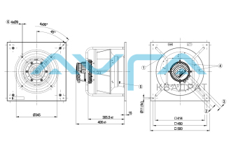 K3G355-PJ75-01 Центробежный (радиальный) вентилятор ebmpapst