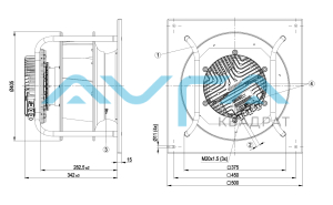 K3G355-AY40-02 Центробежный (радиальный) вентилятор ebmpapst