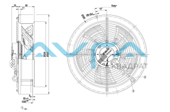 W3G300-CT72-89 Осевой вентилятор ebmpapst  приточный